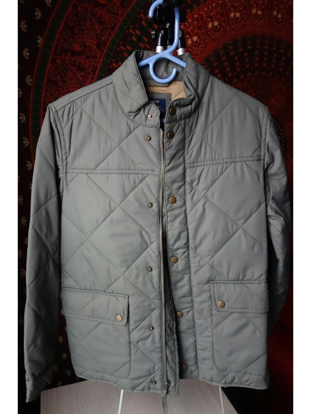 J. CREW Men's Quilted Padded Lightweight Jacket Button Shirt Men Small Sussex OD